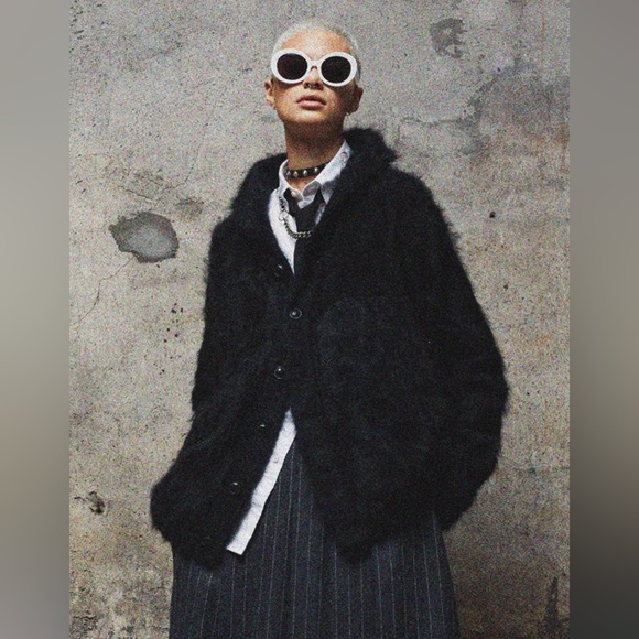 R13 Shawled Cashmere Distressed Edge Cardigan - Black. $1995 - Picture 1 of 16